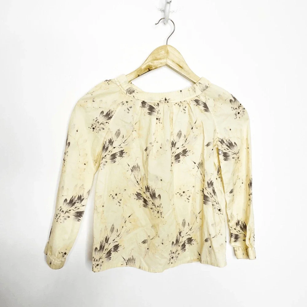 BONPOINT Floral Vanille long sleeve top cotton blend sequined zip girls 8
